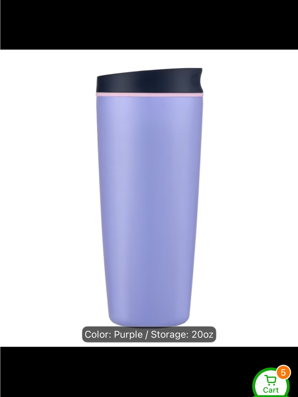 Insulated Purple Travel Tumbler with Navy Lid and Pink Trim